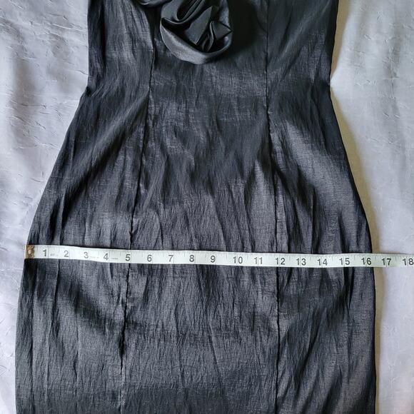 Cache Black Deep V-Neck 3D Floral Bodycon Party Cocktail Dress sz 2 - Picture 9 of 10